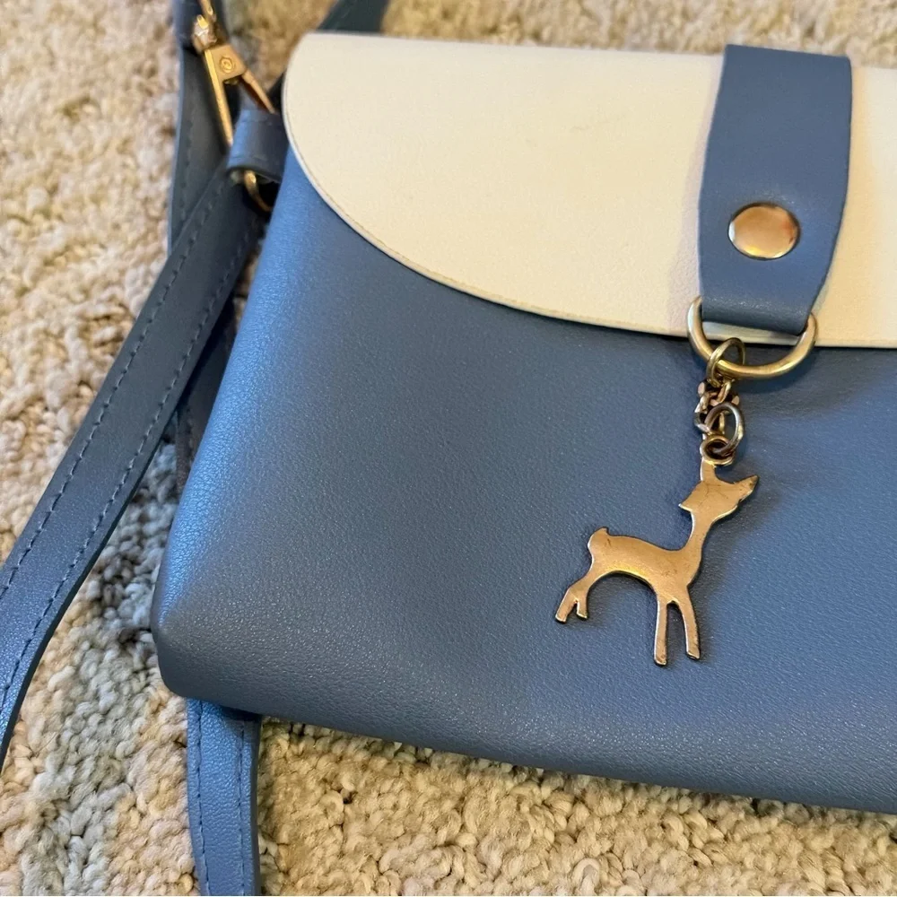 Aisparky Girls Women Blue Small Crossbody Faux Leather Deer Pendant Holiday Fall